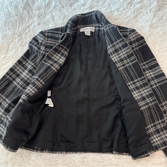 Jones New York Black Plaid Wool Blend Zip Jacket – Size 6 - Picture 8 of 16